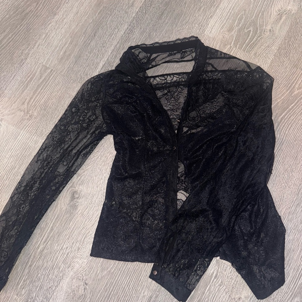 Black Lace Sheer Top